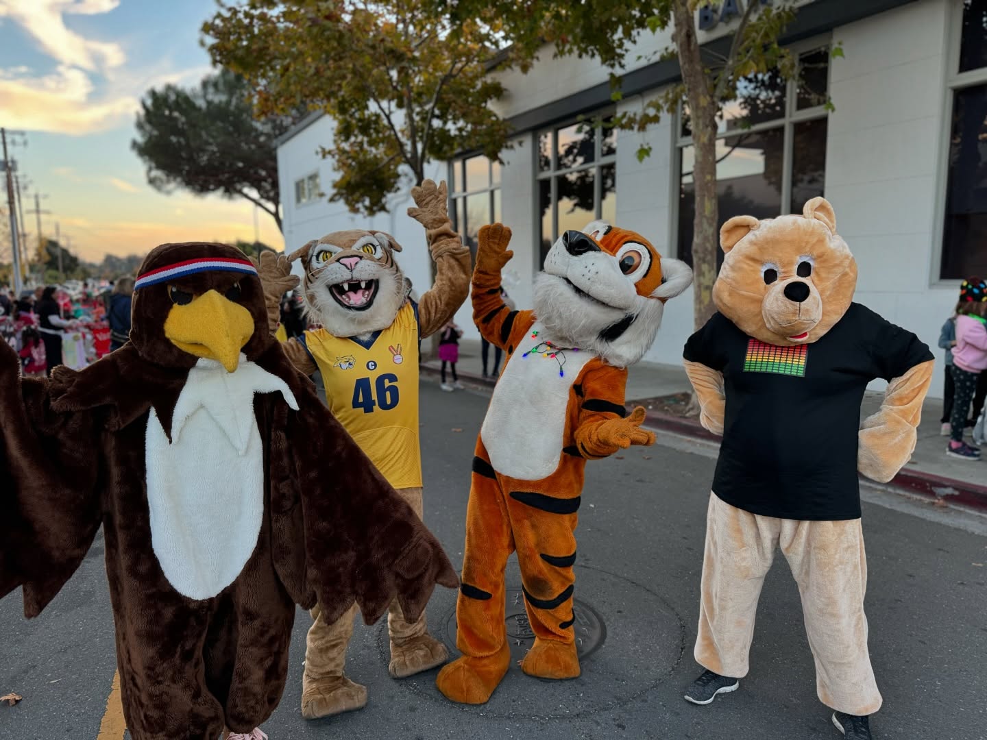 mascots posing